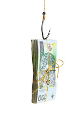 Image showing Money on fishing hook