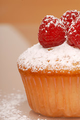 Image showing cupcake with raspberries