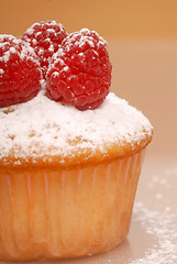 Image showing cupcake with raspberries