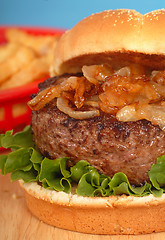 Image showing Hamburger with grilled onions