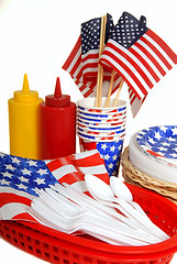 Image showing Table setting for a 4th of July picnic