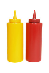 Image showing Ketchup and mustard squeeze bottles