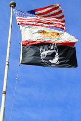 Image showing American,California And Pow Flags