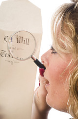 Image showing woman inspecting last will and testament