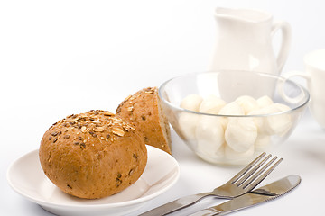 Image showing bread, milk and mozzarella