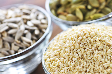 Image showing Pumpkin sunflower and sesame seeds