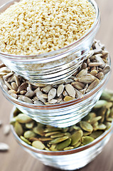 Image showing Pumpkin sunflower and sesame seeds