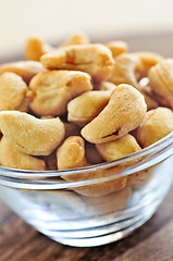 Image showing Cashew nuts in glass bowl