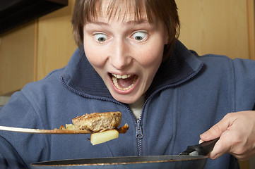 Image showing frightened cook woman