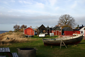 Image showing harbour in a small village that ice called skåre in sweden