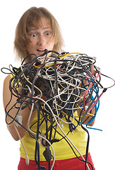 Image showing woman with cables