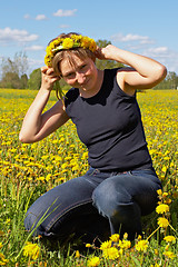 Image showing woman with dandelion wreath