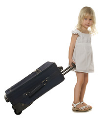 Image showing little girl with  suitcase