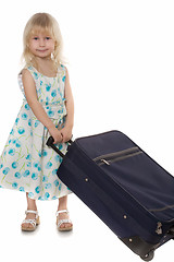 Image showing little girl with suitcase