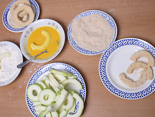 Image showing preparing of schnitzel from zucchini