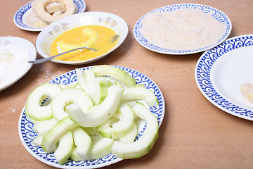 Image showing preparing of schnitzel from zucchini