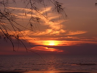 Image showing cloudy beach sunset