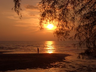 Image showing gold warm beach sunset