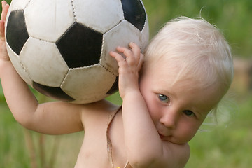 Image showing little baby with soccer ball