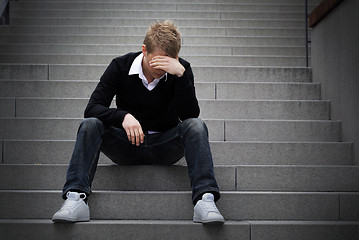 Image showing Depressed on the Steps