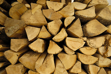 Image showing Stack of chopped fire wood