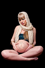 Image showing Pregnant woman holding belly