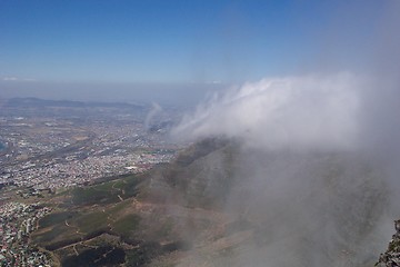 Image showing clouds on table mountain in Cape town