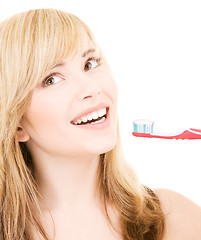 Image showing happy girl with toothbrush