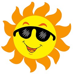 Image showing Cartoon Sun with sunglasses