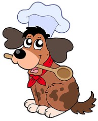 Image showing Cartoon dog chef with spoon