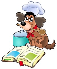 Image showing Cartoon dog chef with recipe book