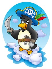 Image showing Pirate penguin on iceberg