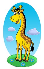 Image showing Cute giraffe standing on grass