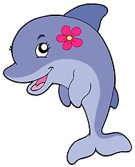 Image showing Cute dolphin girl with flower