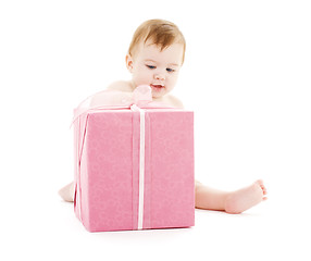 Image showing baby boy with big gift box