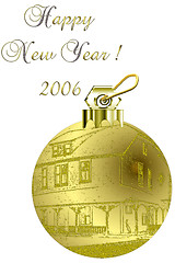Image showing Gold House Christmas Tree Ornament