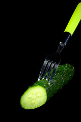 Image showing cucumber with fork