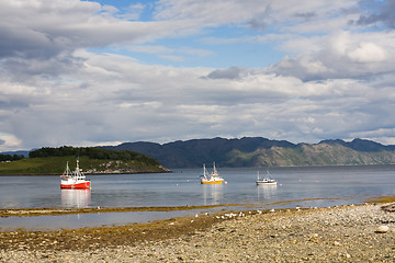 Image showing lake with fishing boats