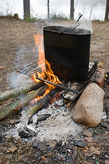 Image showing cooking on campfire