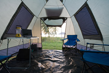 Image showing Into a tent in camp