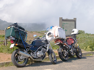 Image showing Bikes on a mountain road