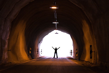 Image showing silhouette in tunnel