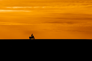 Image showing silhouette of biker