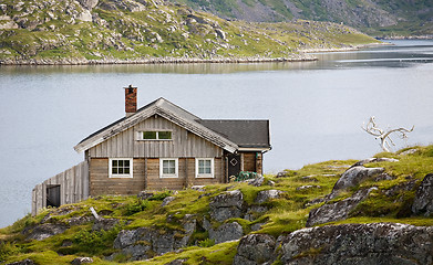 Image showing single house on the riverside