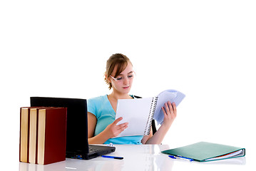 Image showing Teenager girl on desk