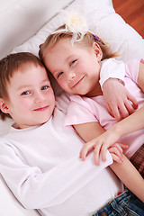 Image showing Kids in bed