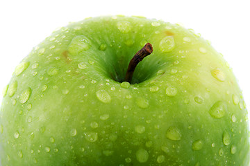 Image showing Waterdrops on green apple