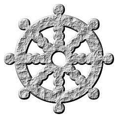 Image showing 3D Stone Buddhism Symbol Wheel of Dharma