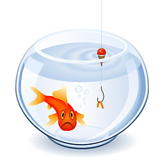 Image showing Fishing in fishbowl