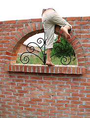 Image showing Escape over brick wall